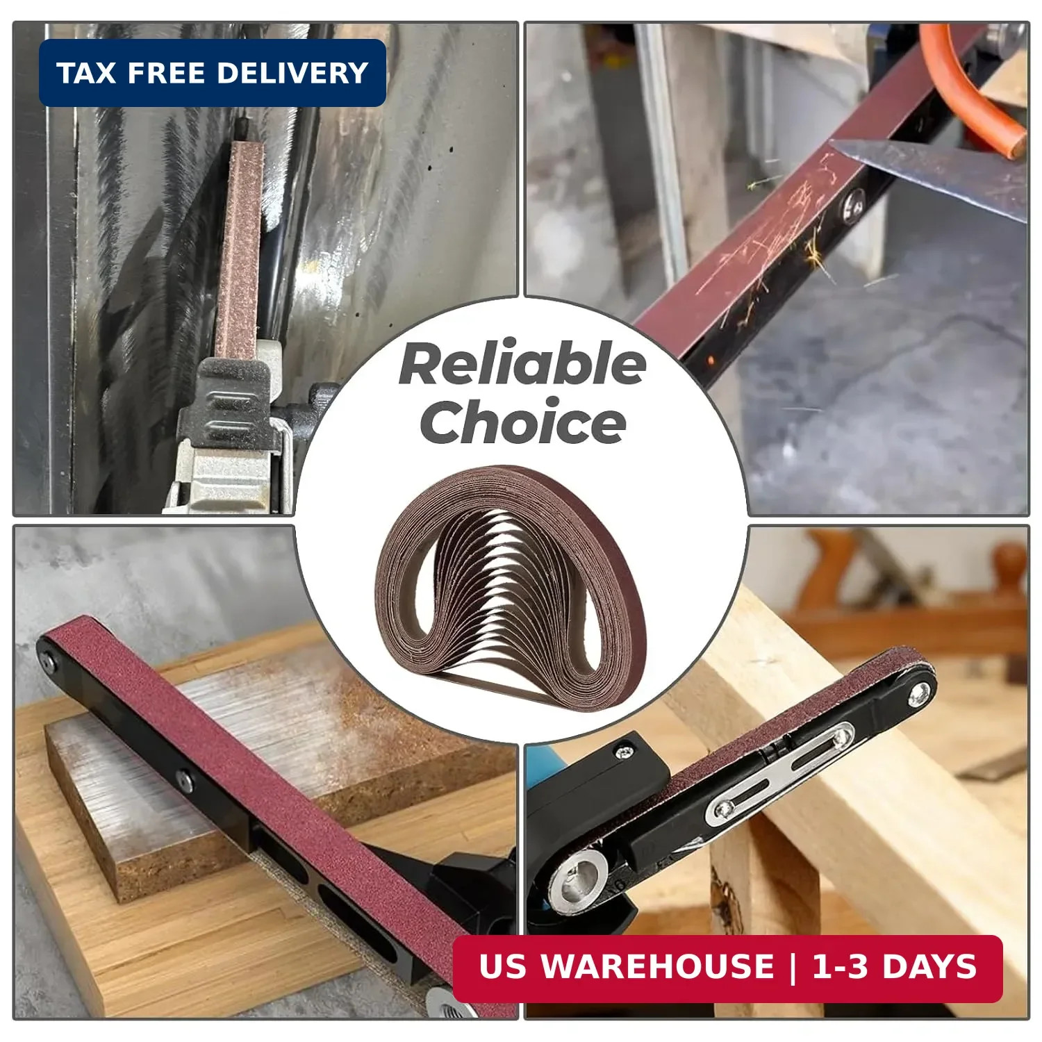 1/2 x 18 Inch Sanding Belts, 20 Pcs, 4 Each of 60/80/120/180/240 Dark Red