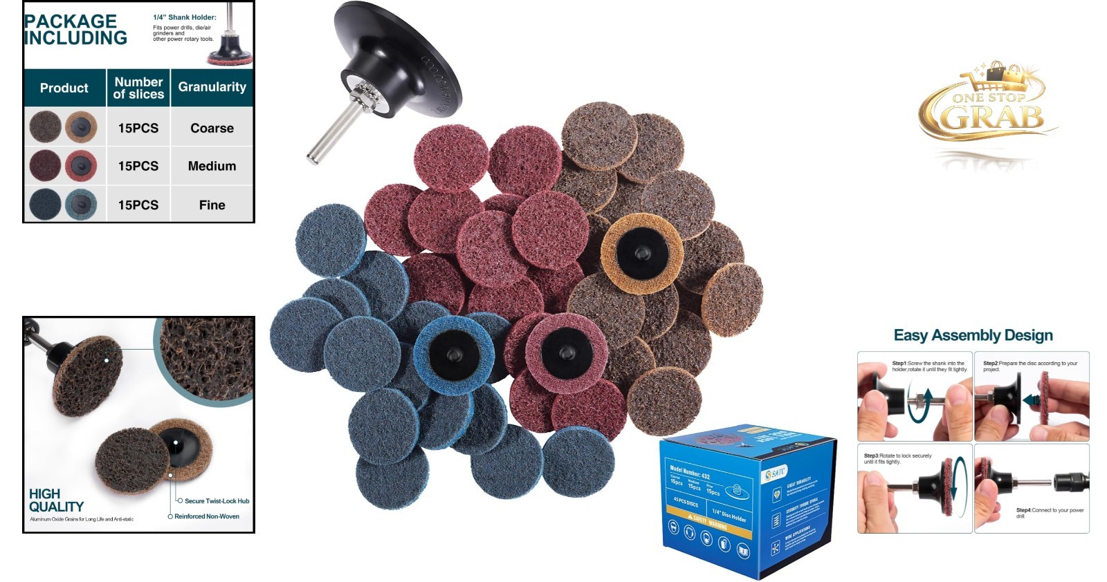 46PCS 2 Inch Surface Conditioning Discs Aluminum Oxide for Die Grinder Polishing