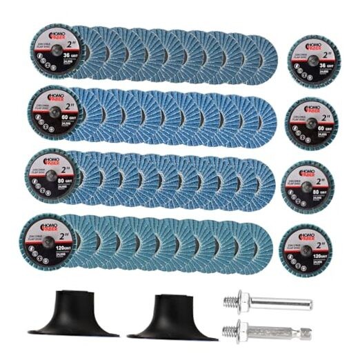 PCS 2 Inch Flap Discs for Die Grinder with 1/4″ Holder | 36/60/80/120 Grit 50