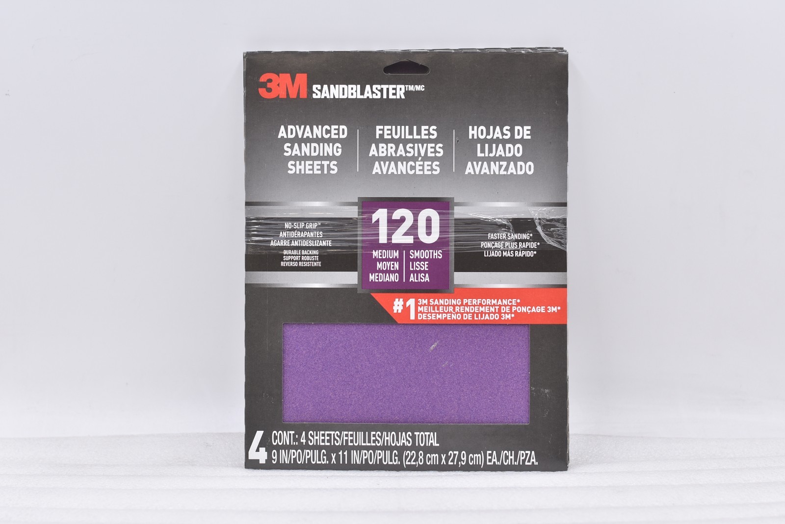 Lot of 5 3M Sandblaster Advanced Sanding Sheets – Medium 120 No-Slip Grip 4 Pack