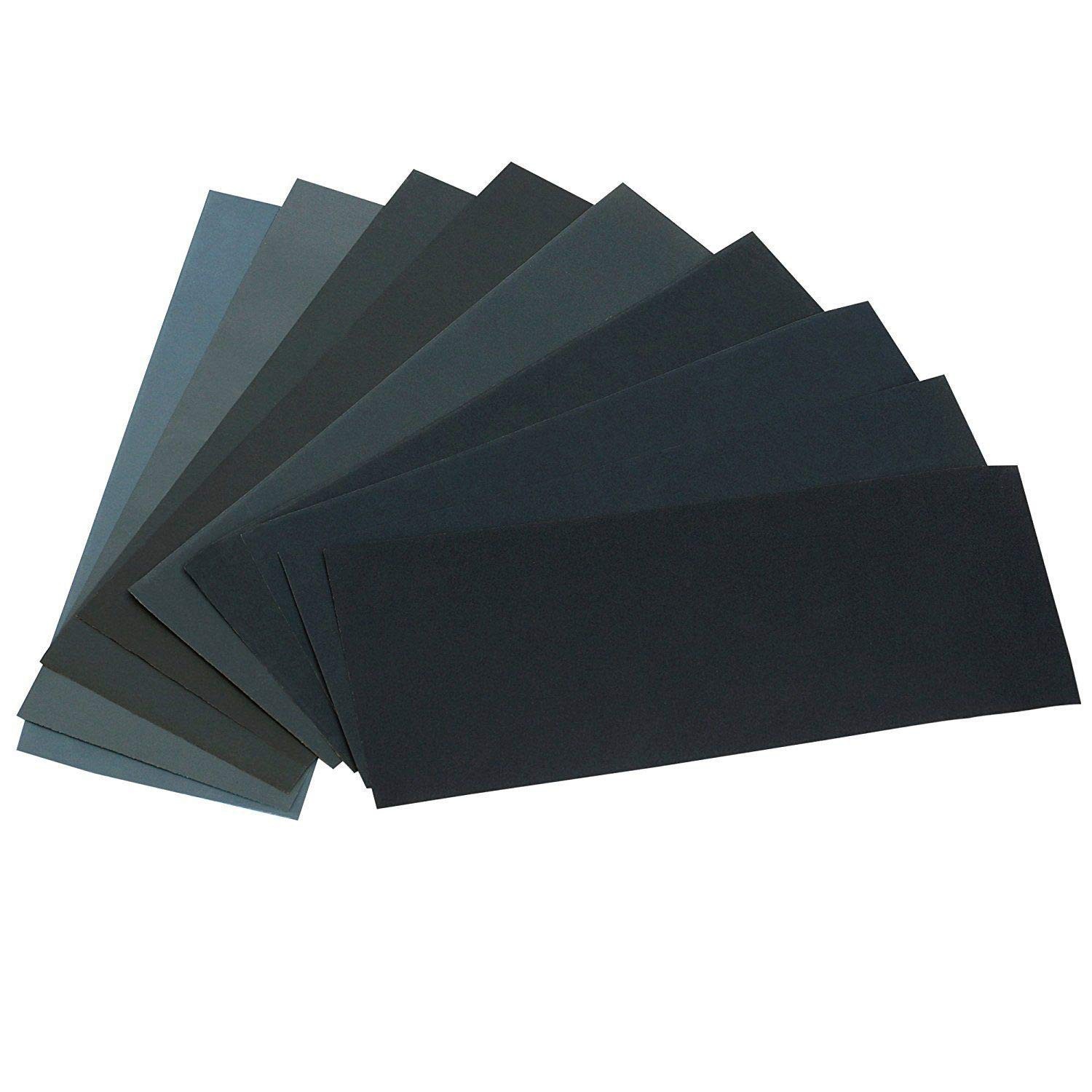 24pc Sandpaper Variety Pack 120-3000 Grit Wet Dry Sanding Sheets Wood Metal Auto