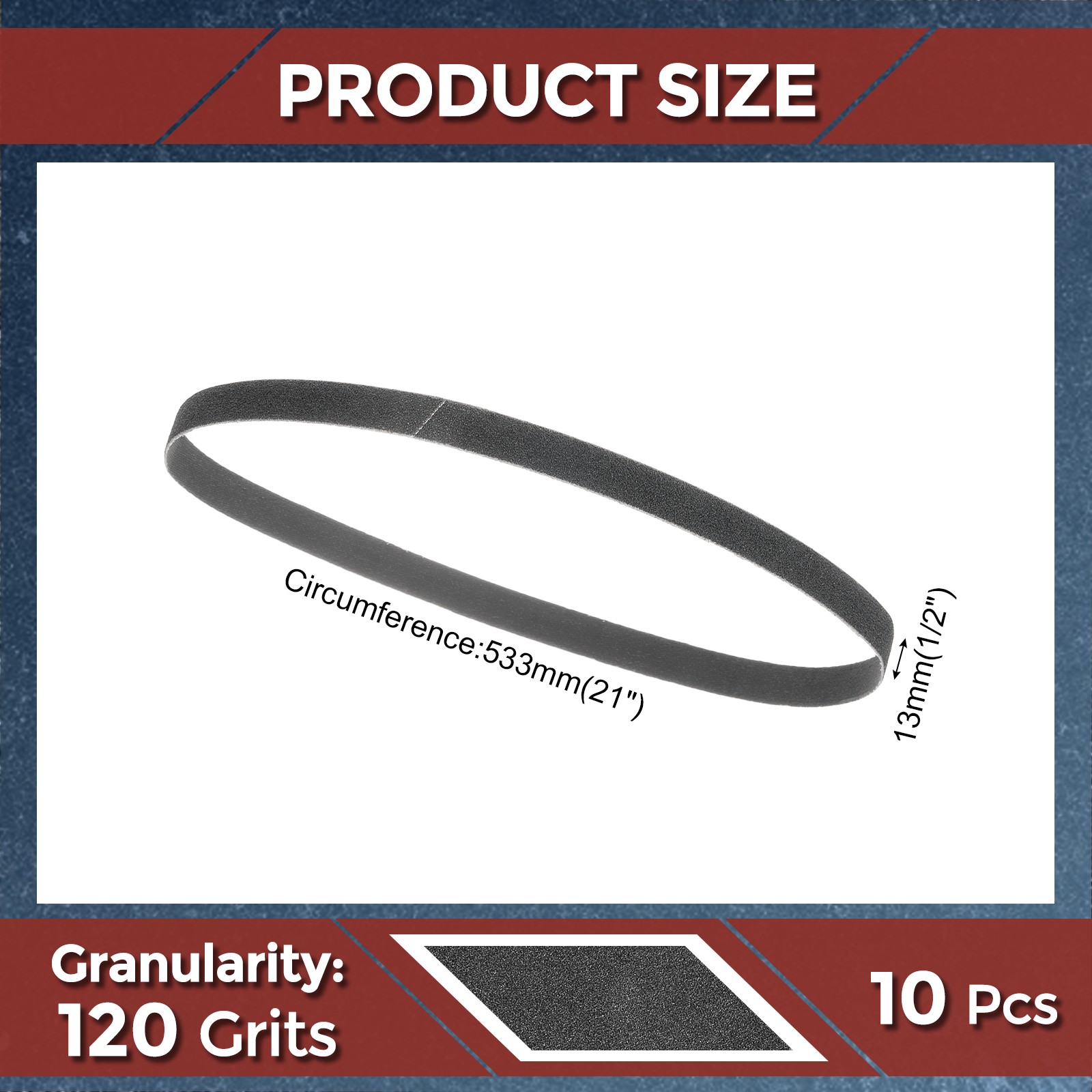 10Pack Sanding Belt, 1/2 x 21 Inch 120 Grit Silicon Carbide Abrasive Belt
