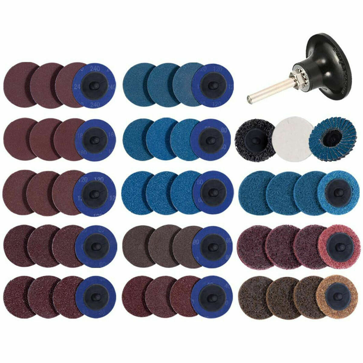 71PCS 2″ Roll Lock Sanding Discs Set W/ 1/4 Holder Die Grinder Quick Change Disc