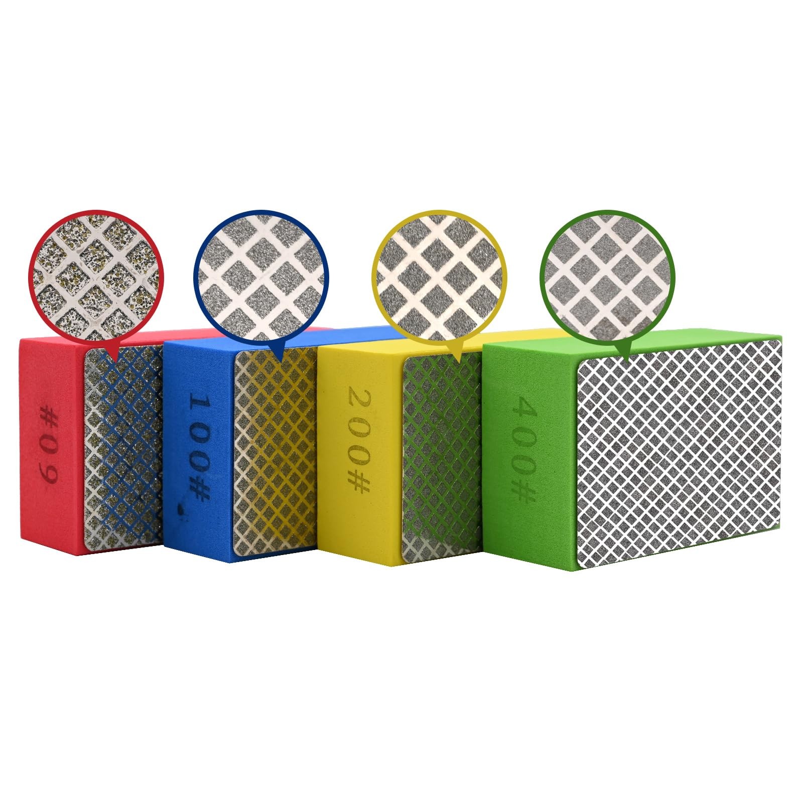 4pcs Diamond Hand Polishing Pads for Ceramic Tile Glass Grinding,Sanding Blocks