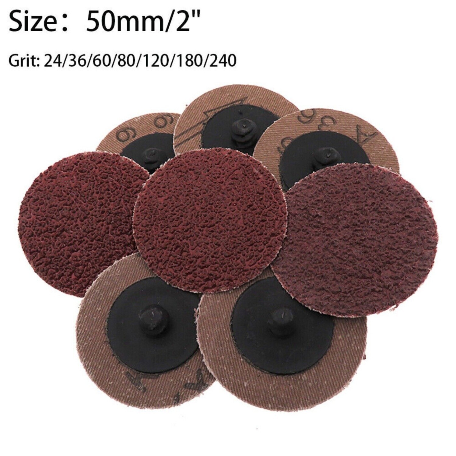 2 Inch 36/60/80/120/180/ 240 Grit Type R Disc Sanding Discs Abrasive Roll Lock