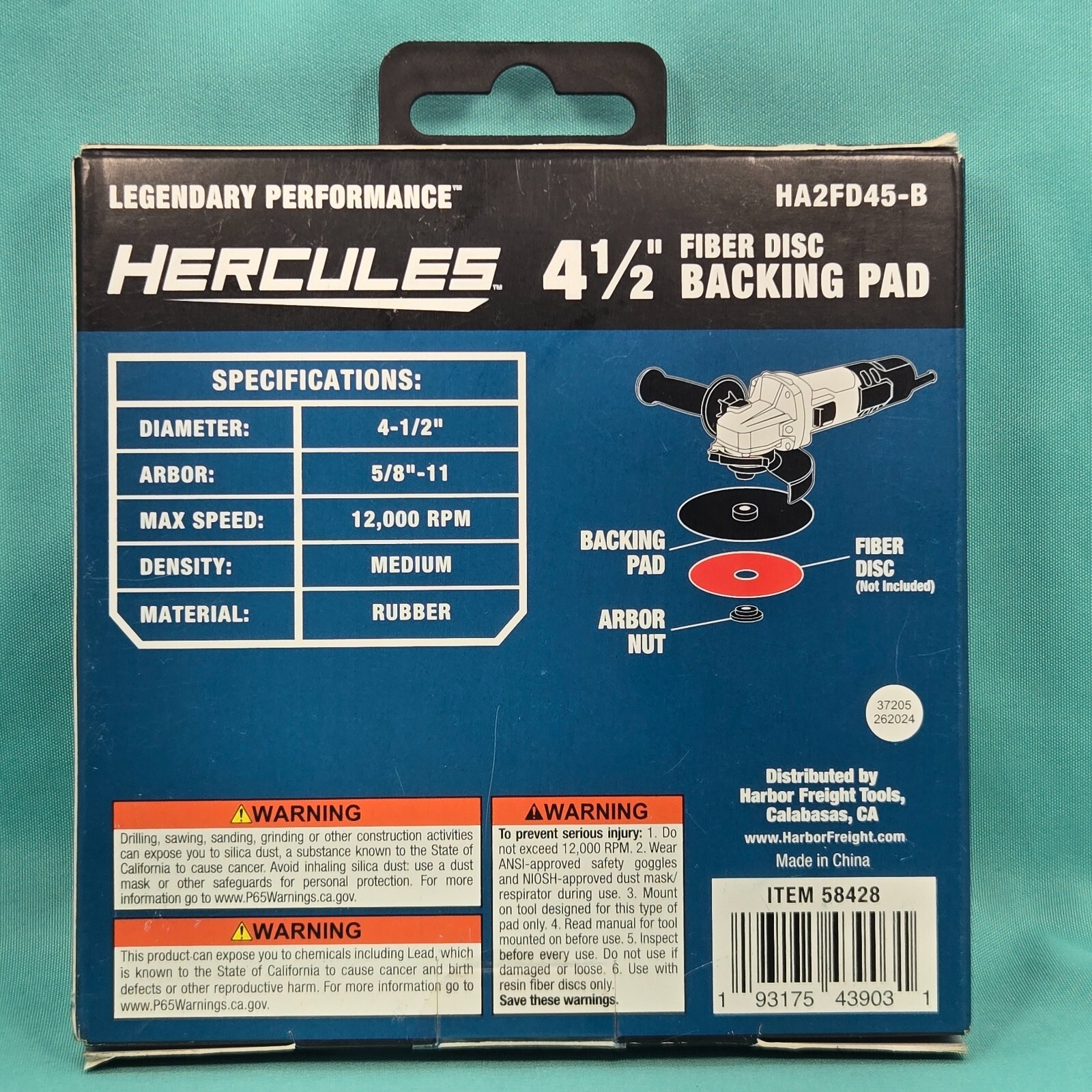 Brand New Hercules HA2FD45-B 4 1/2″ Fiber Disc Backing Pad Use With Fiber Discs
