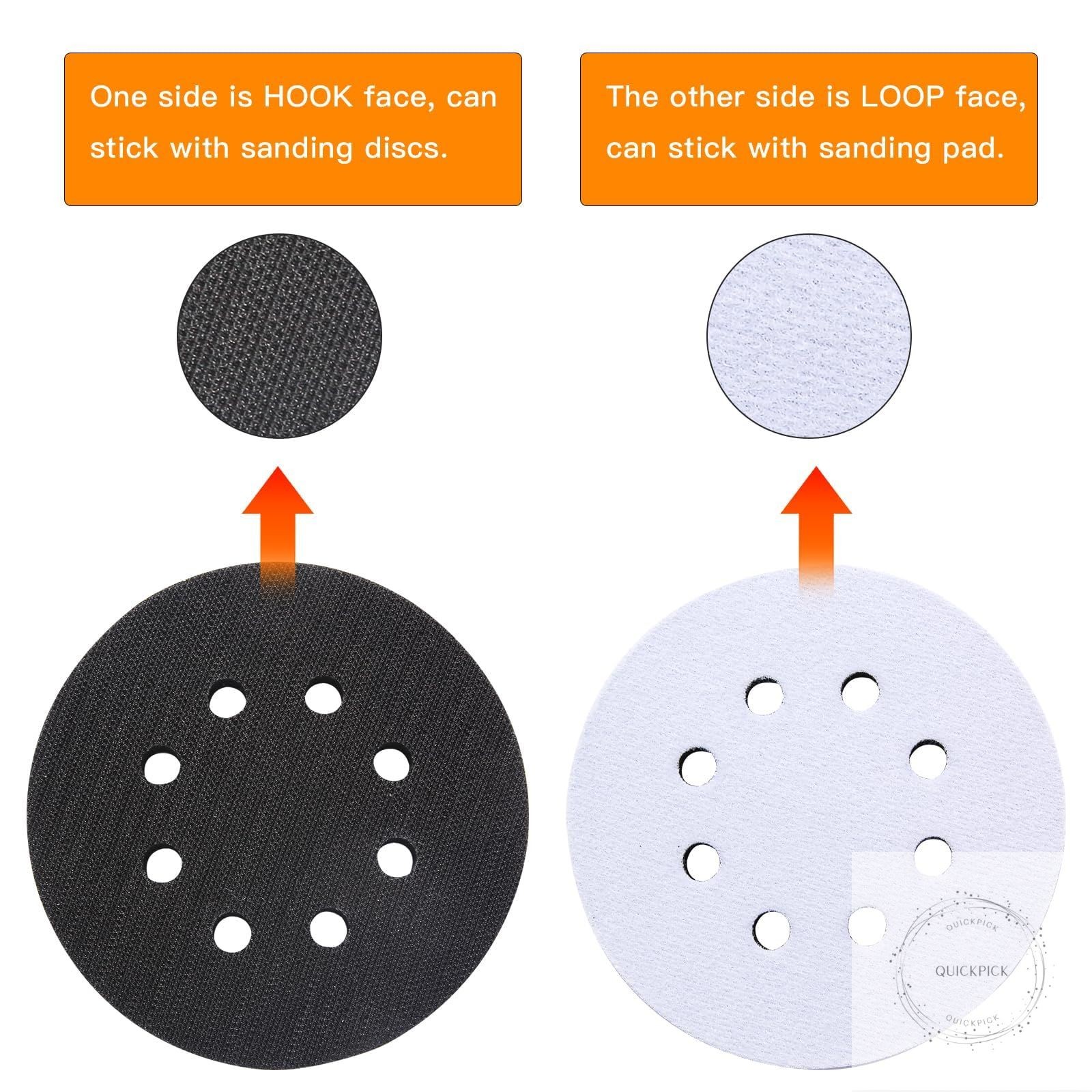 6 Pack 5 Inch 8 Hole Foam Sanding Pads Soft Density Interface Pad, Hook and Loop