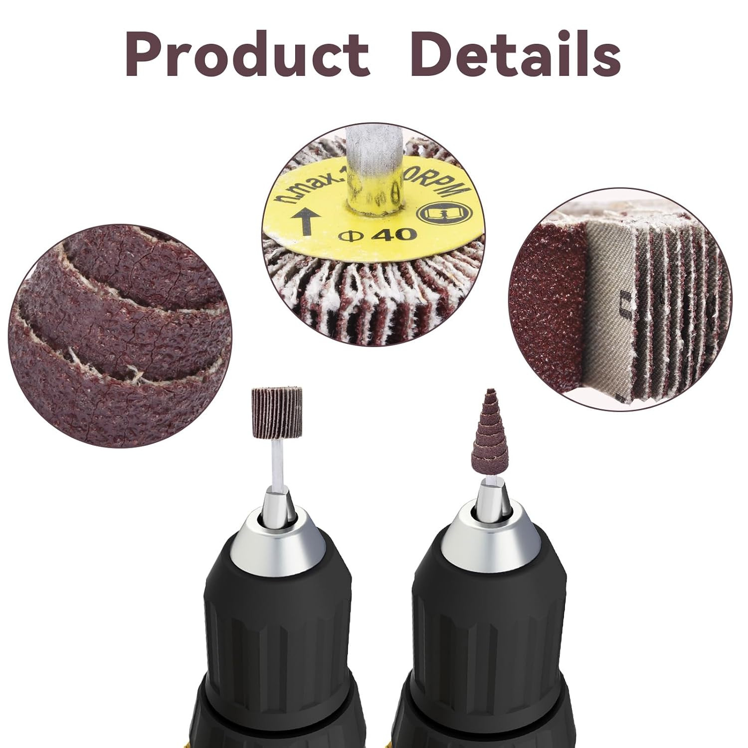 20 Pcs Flap Wheel Sander Set 80 Grit Sanding Wheel for Drill，1/4″ Shank Flap
