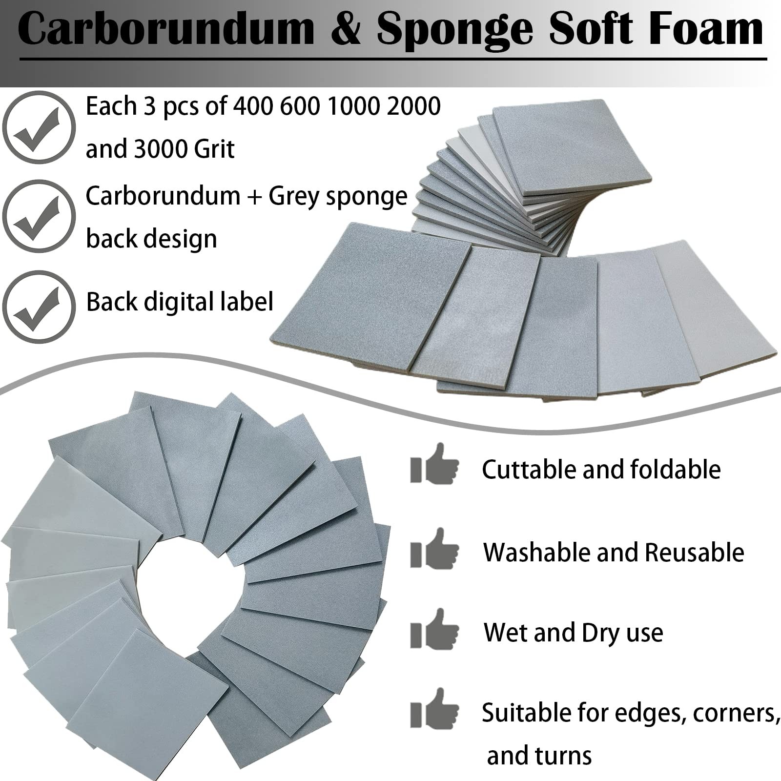 20 Pack 3000 Grits Ultra Fine Sanding Sponge 3″x4″ Wet Dry Foam Sand Block