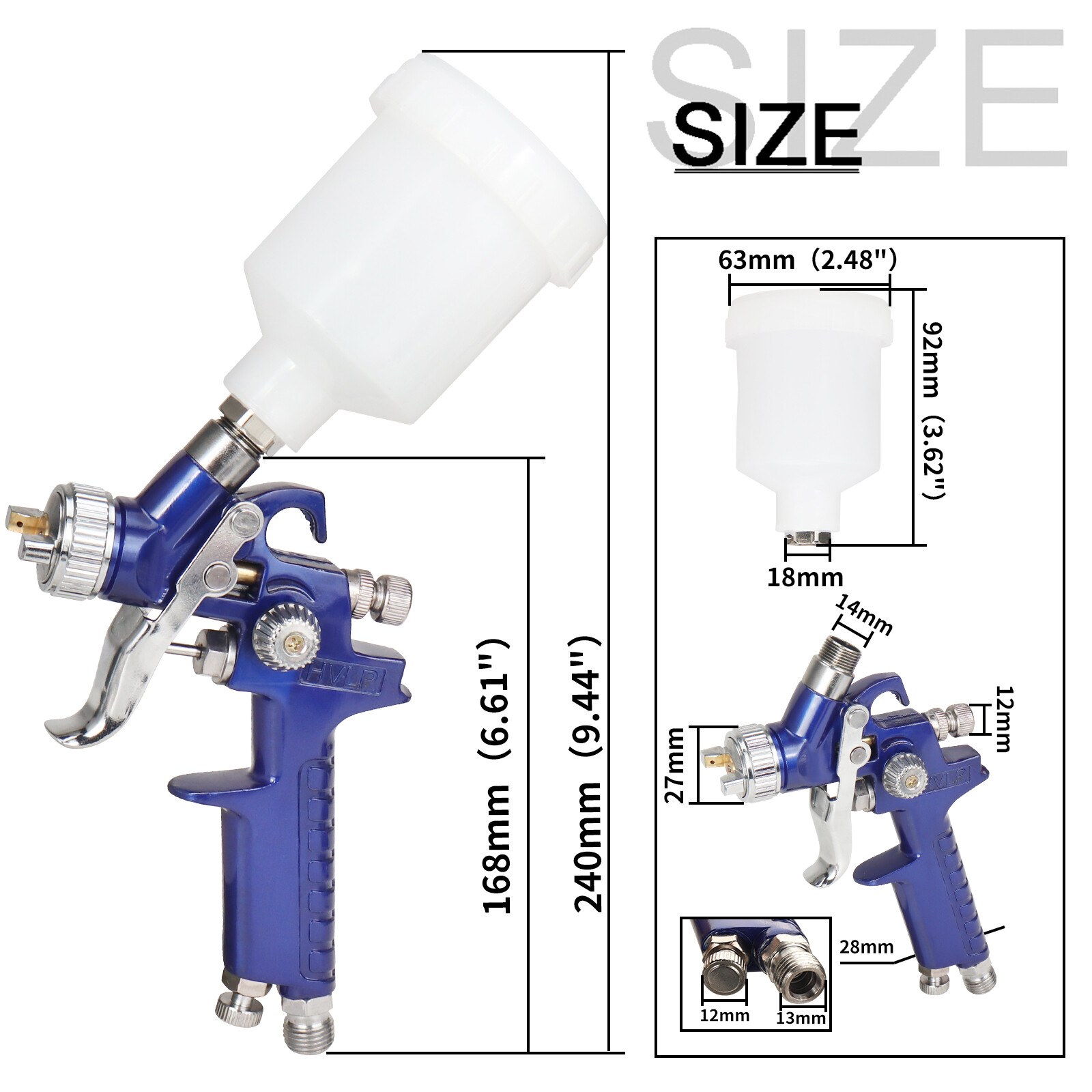 HVLP Mini Gravity Feed Air Nozzle Spray Paint Gun 125ML Cup F Furniture Painting