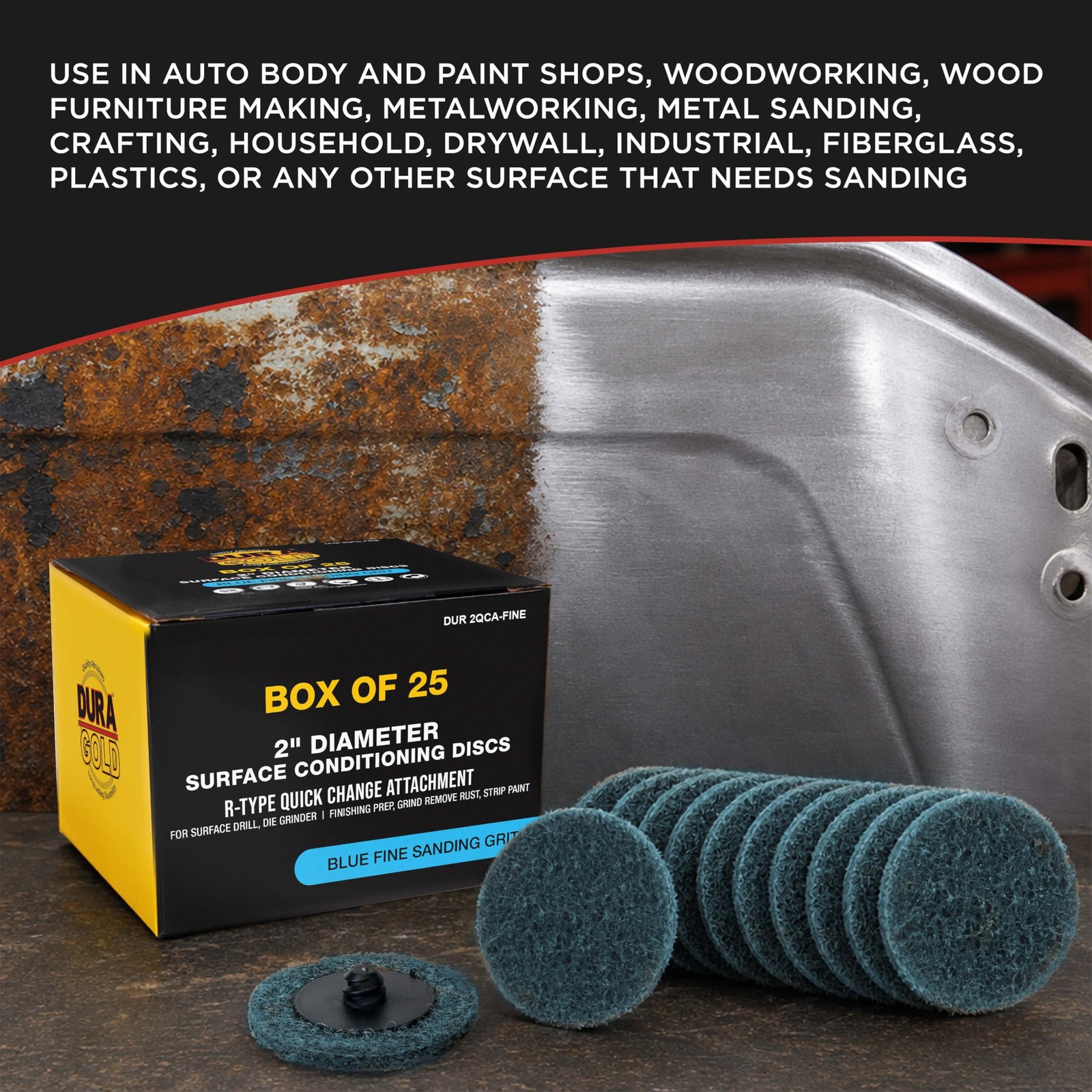 2″ Diameter Surface Conditioning Discs Blue Fine Sanding Grit (Box of 25) – R…