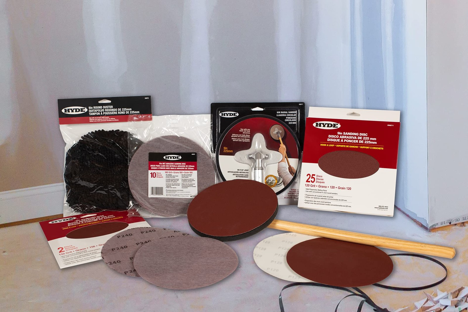 Hyde Round Abrasive Sanding Disc, 9″ 150 Grit, 25 Pack fits 25 Pack, brown