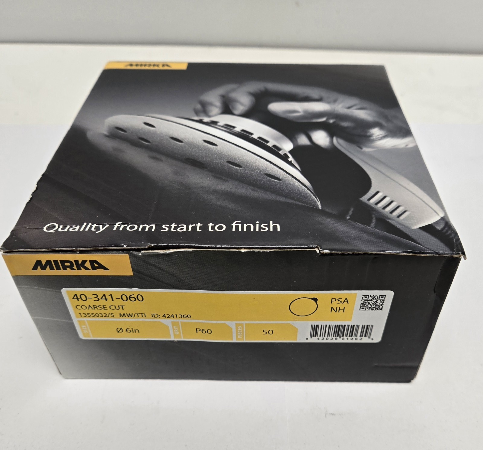 MIRKA SANDING DISCS 40-341-060. 6″ COURSE CUT, P60 GRIT. BOX OF 50.