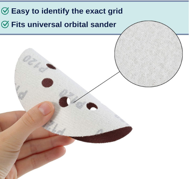 30Pk 5″ 8-Hole Sanding Discs Hook and Loop Round Sandpaper Orbital Sanding Pads