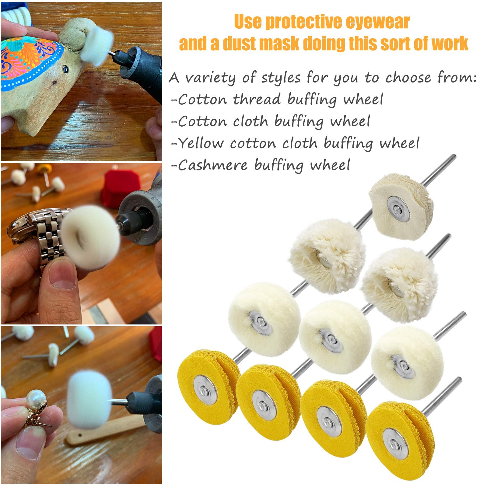 10pcs 1/8inch Cotton Polishing Buffing Wheel for Dremel Polishing Kit – Polis…