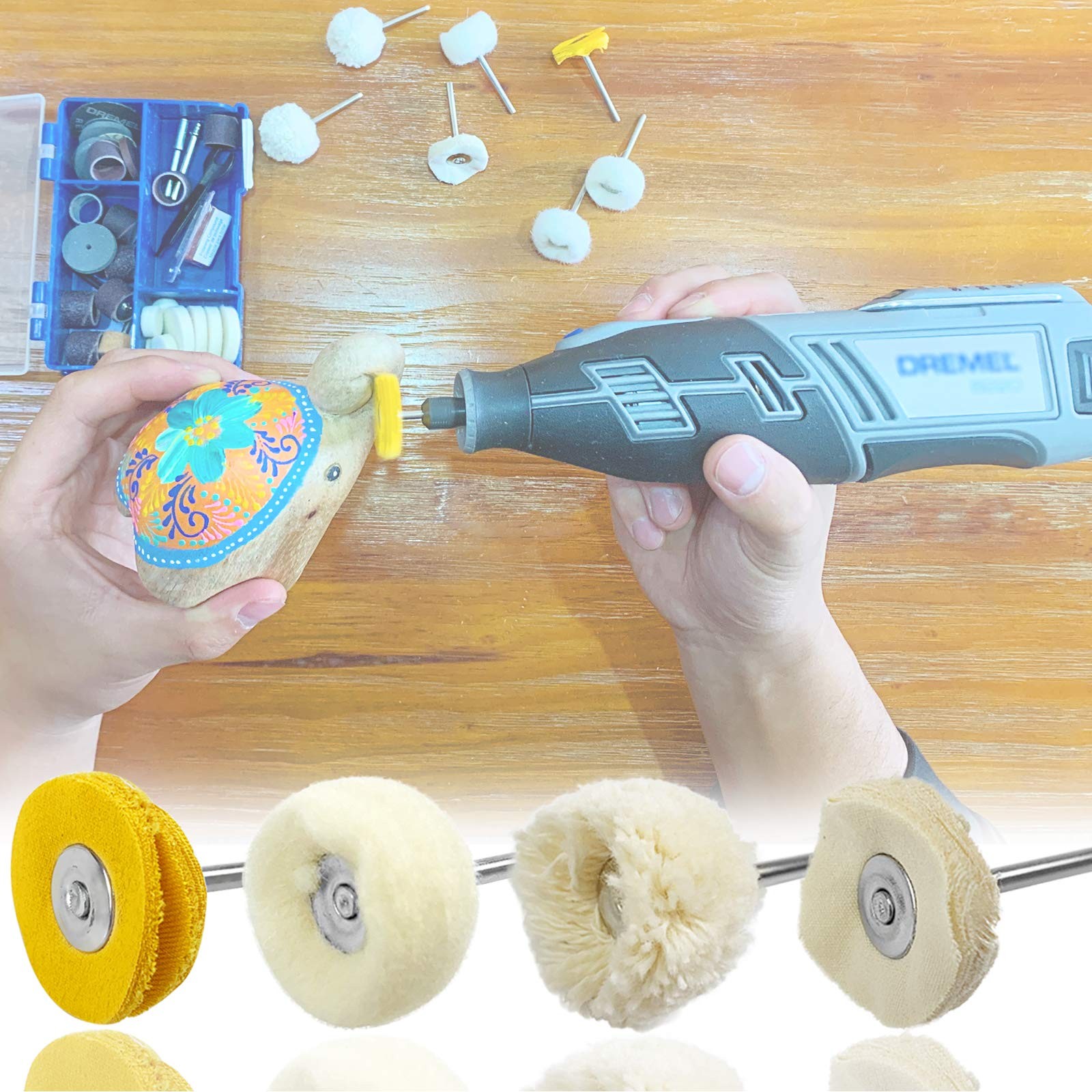 10pcs 1/8inch Cotton Polishing Buffing Wheel for Dremel Polishing Kit – Polis…