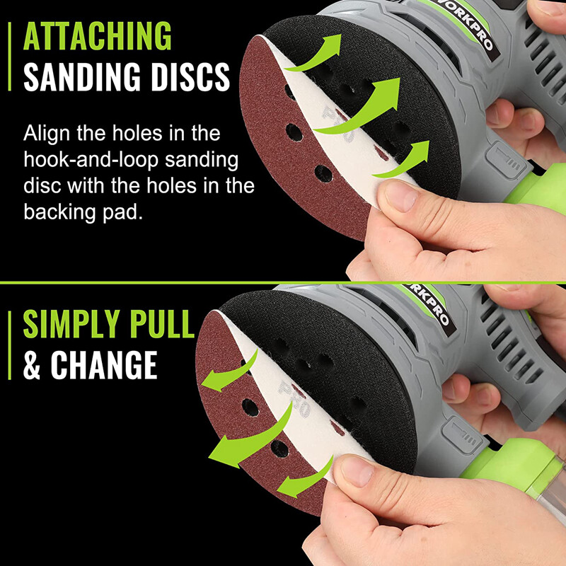 WORKPRO 2.5Amp 5″ Random Orbit Sander 6 Variable Speeds Sander 7000 to 14000 RPM
