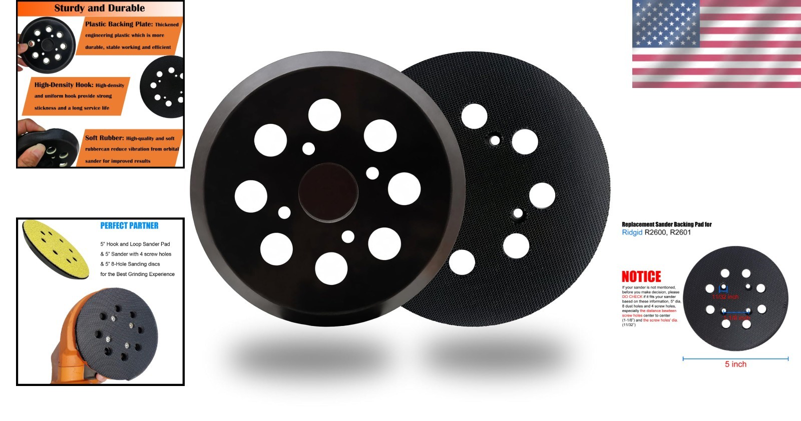 High-Performance 5″ Sanding Pad with Soft Rubber for Vibration Control