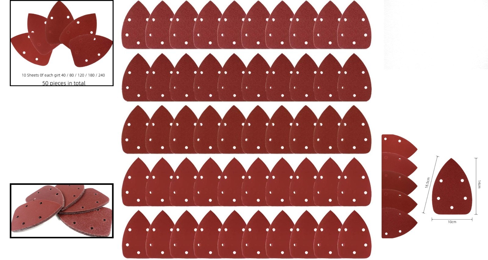 Aluminum Oxide Mouse Detail Sander Sandpaper 50pcs – All Grits Included