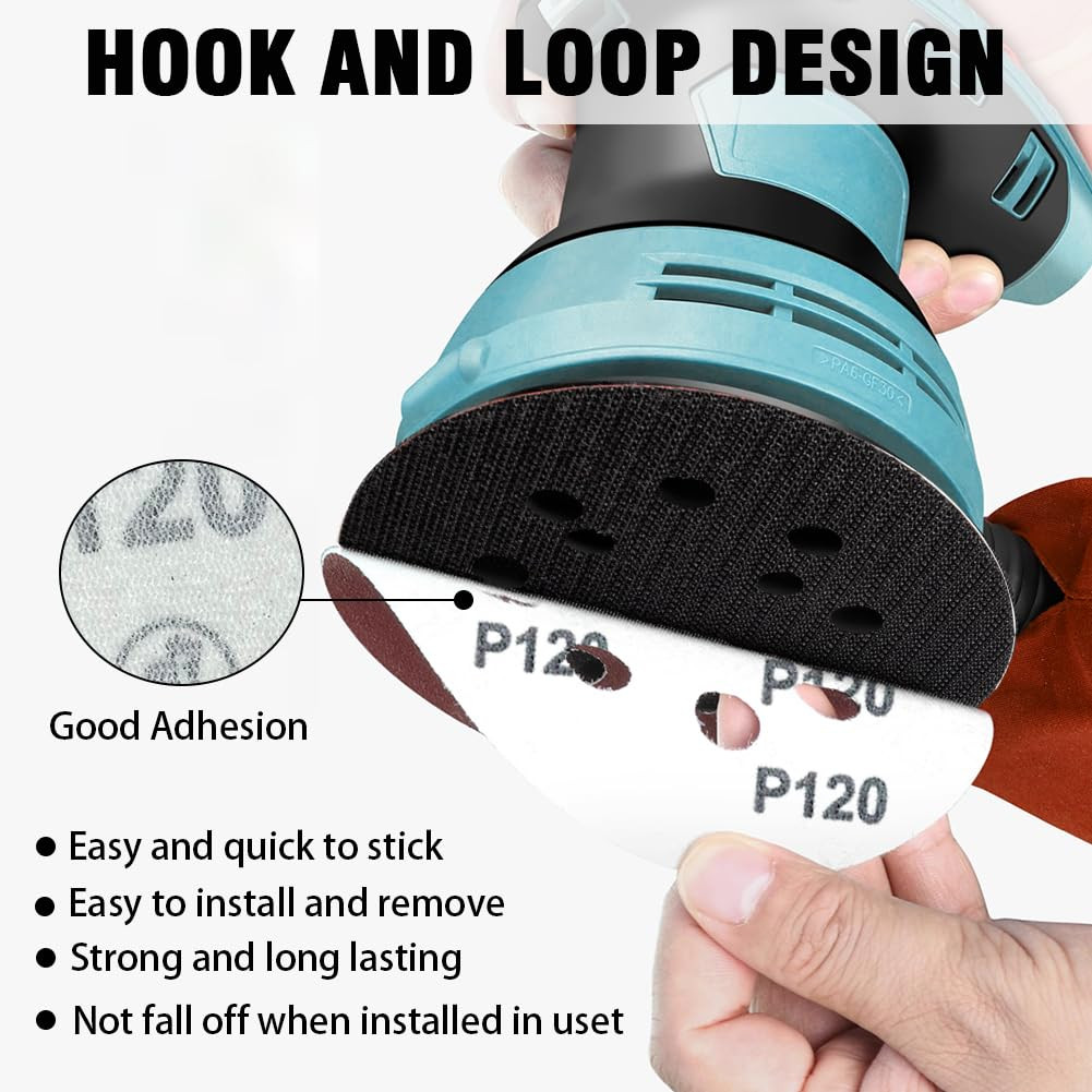 52 Pack 5 Inch 8 Hole Sanding Discs Sandpaper Mixed Grits Orbital Sander Paper