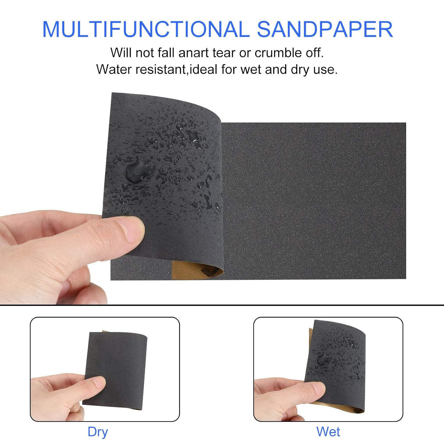 12 Sheets Abrasive Dry Wet Waterproof Sandpaper Sheets Assorted Grit