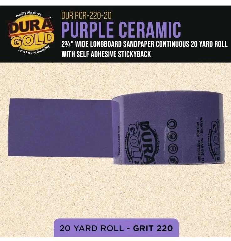 220 Grit Purple Ceramic 2.75″ x 20 Yard Roll Self Adhesive Longboard Sandpaper