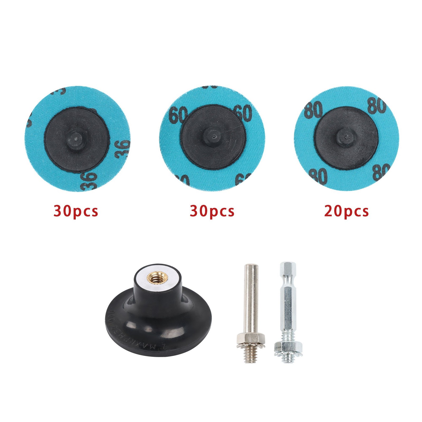 80Pcs 2 Inch 36/60/80 Grit Rotary Lock Type Sandpaper Quick Change Grinding Disc