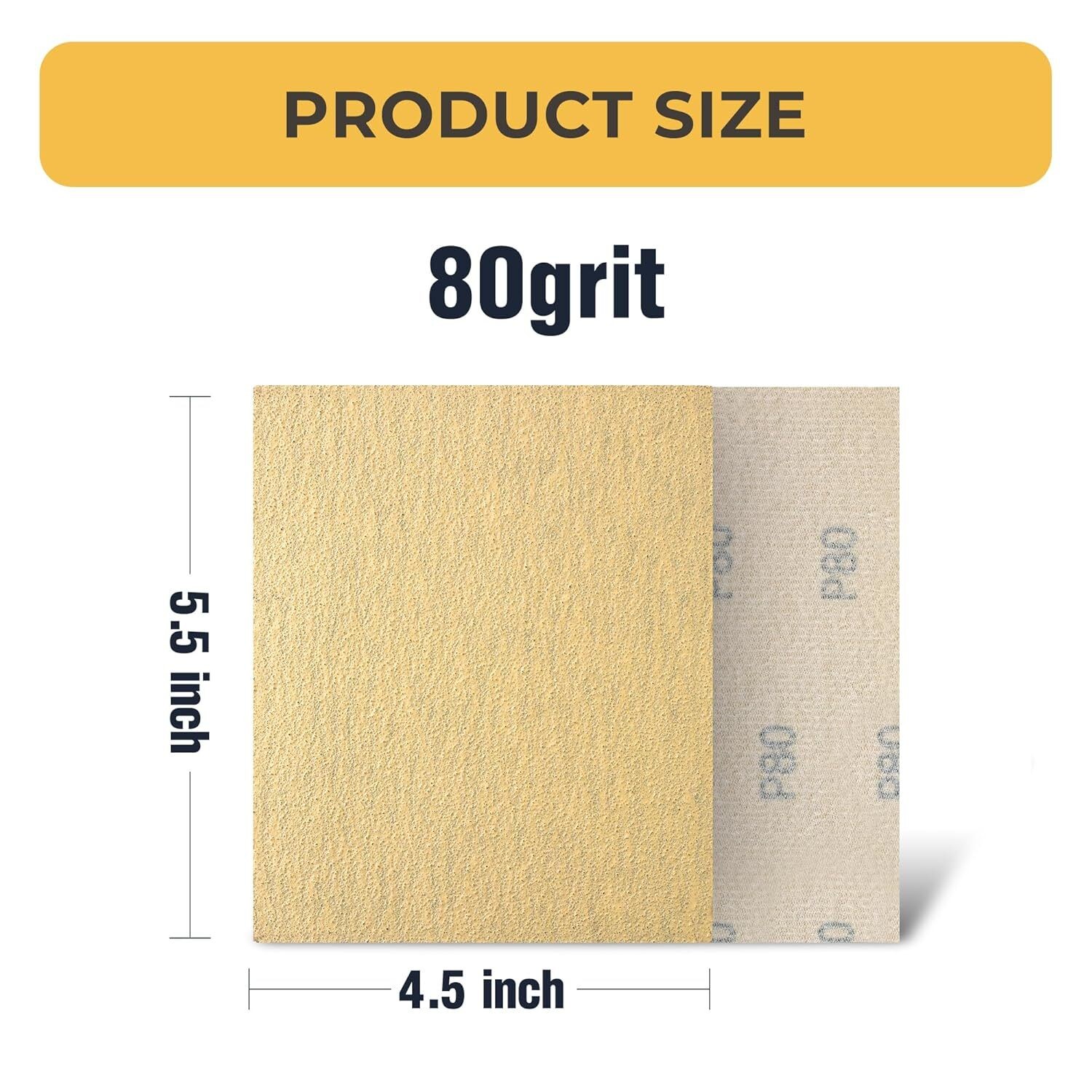 100PCS 4.5X5.5In(115X140mm) 80Grit Gold Sanding paper Sheets For Car&Wood&Metal