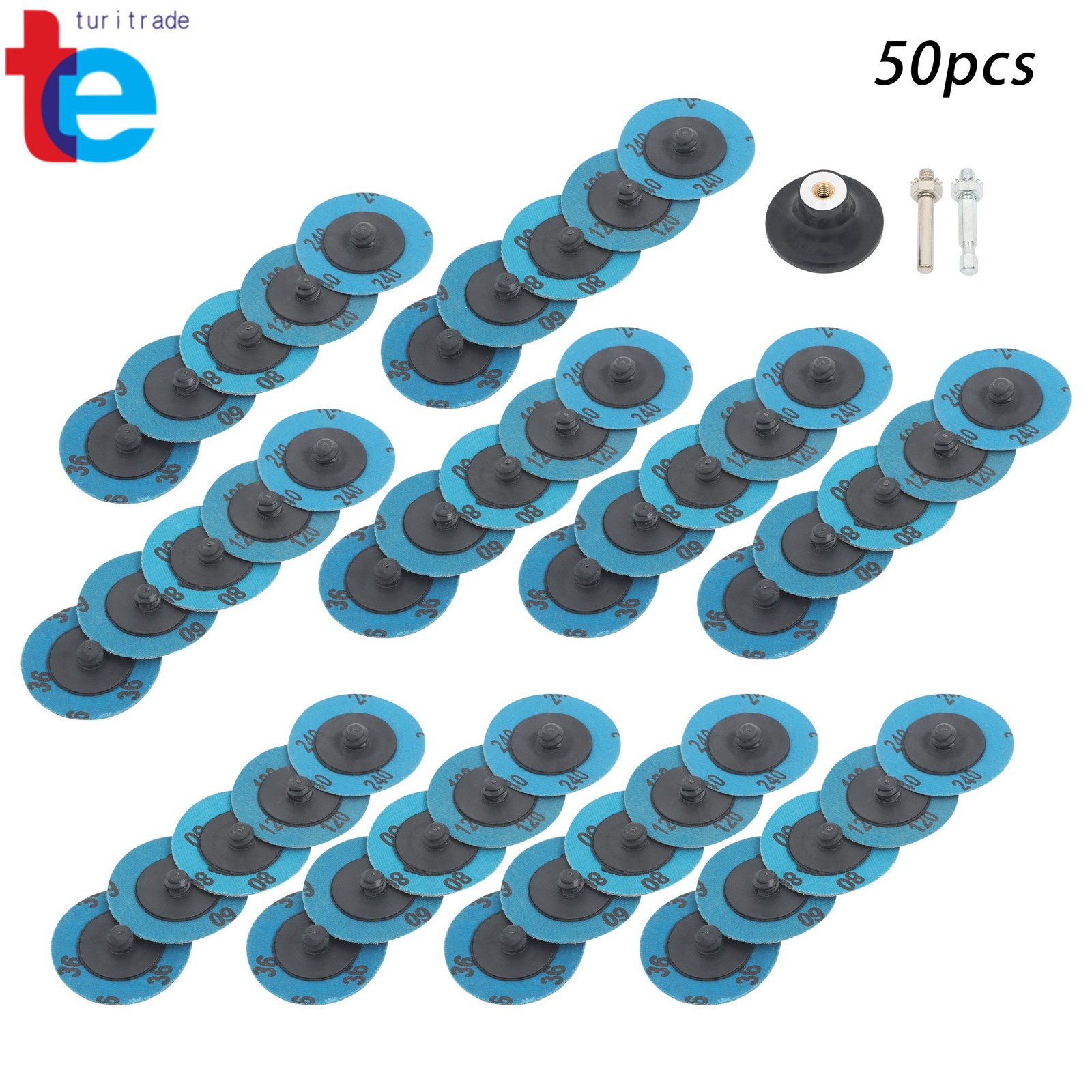 2Inch 36/60/80/120/240 Grit Roll Lock Die Grinder Sanding Grinding Discs 50PCS