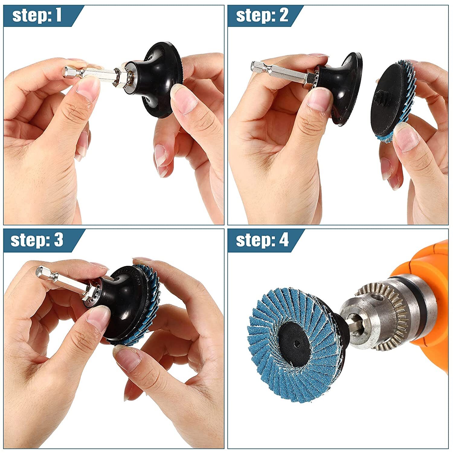 11PCS 2in R Type Flap Disc Quick Change Sanding Discs with 1/4″ Shank Pad Holder