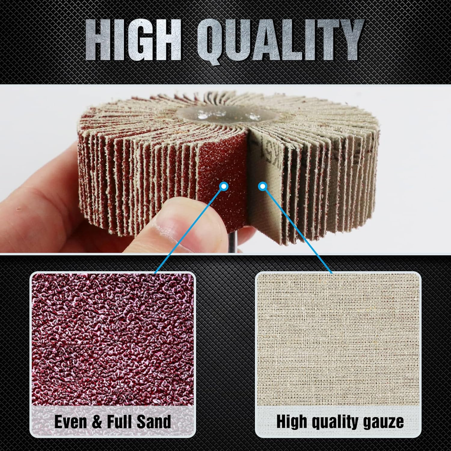 20 Pcs Flap Wheel Sander Set 80 Grit Sanding Wheel for Drill 1/4″ Shank