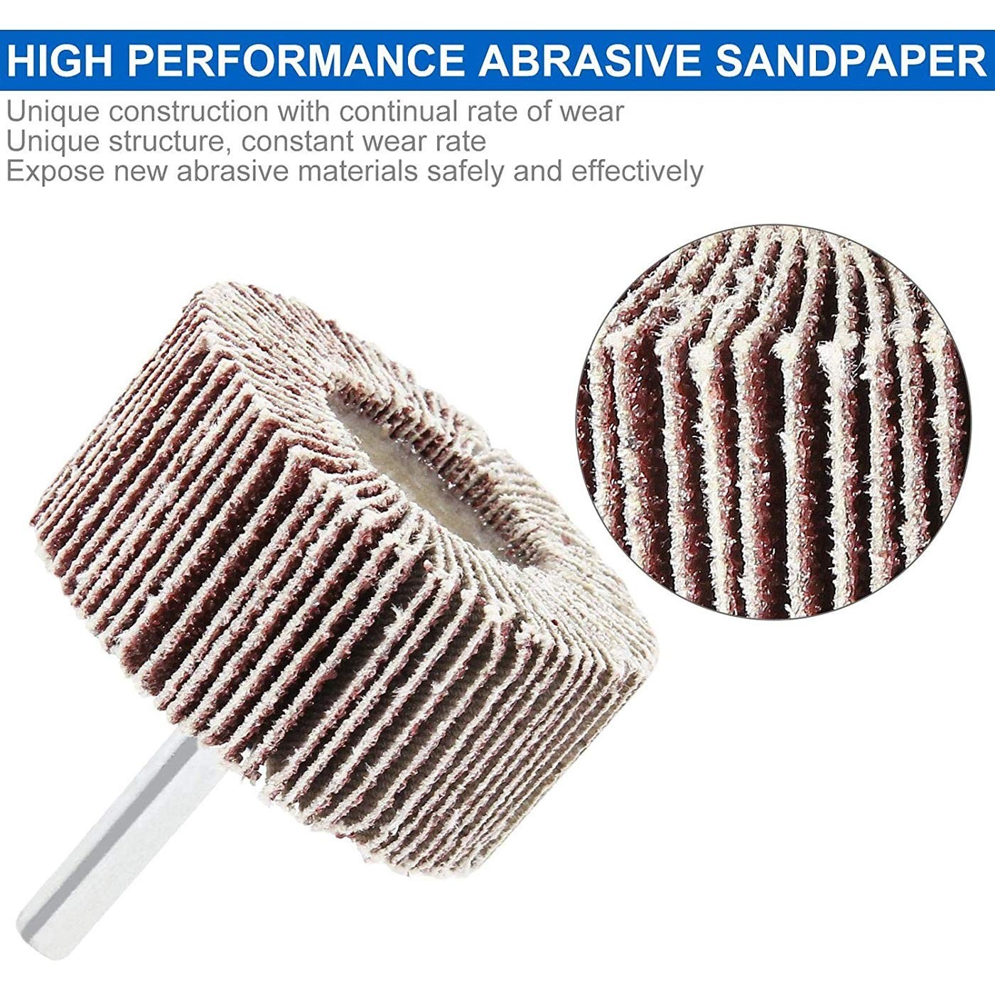 Durable 50 Pack Flap Wheel Sander | 1/4″ Shank for All Drills – 80 Grit Power