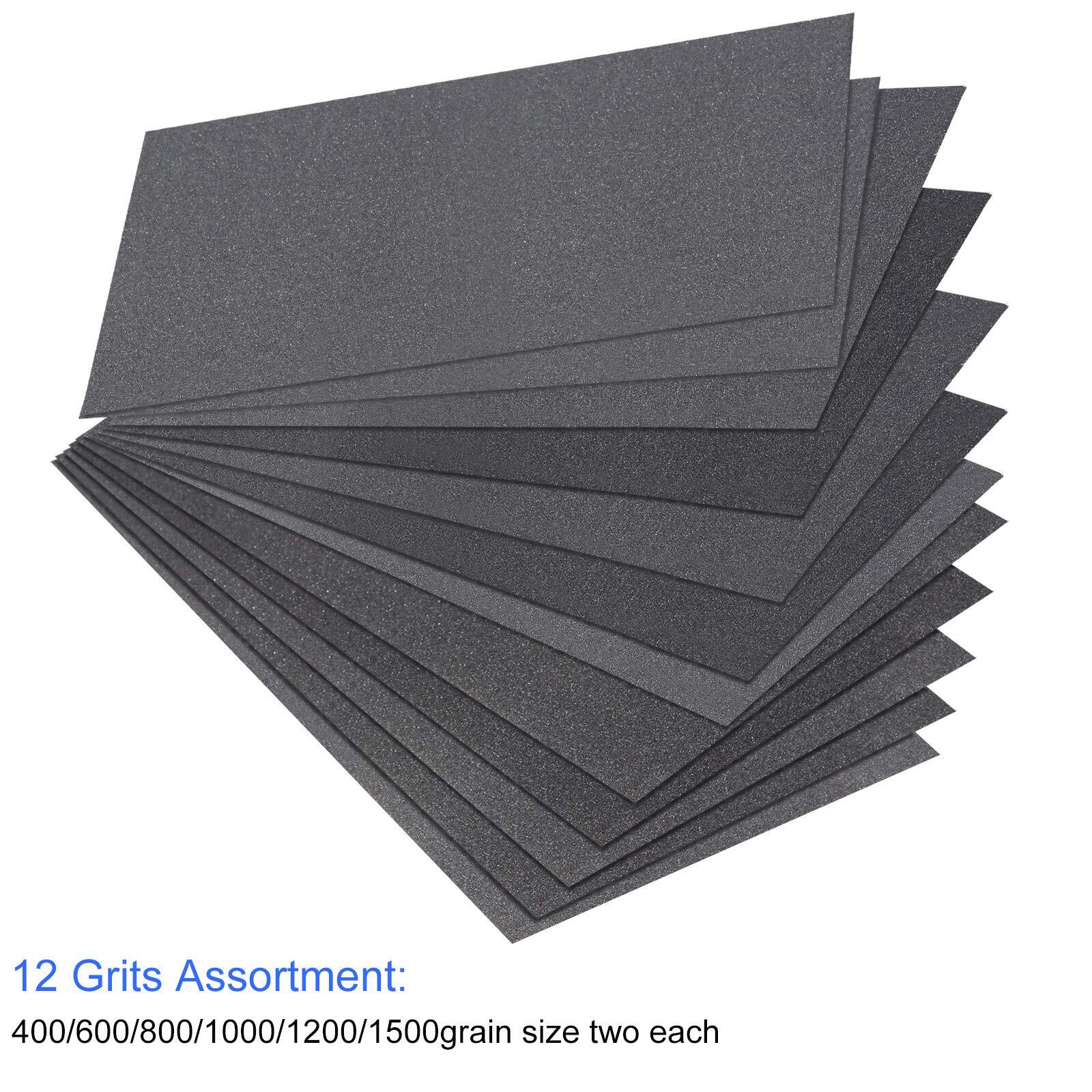 Abrasive Dry Wet Waterproof Sandpaper Sheets Assorted Grit Of 400/600/ 800/1000/