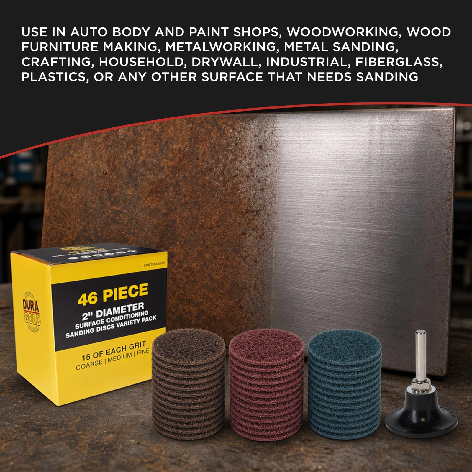 46-Piece 2″ Diameter Surface Conditioning Sanding Discs Variety Pack – 15 Eac…