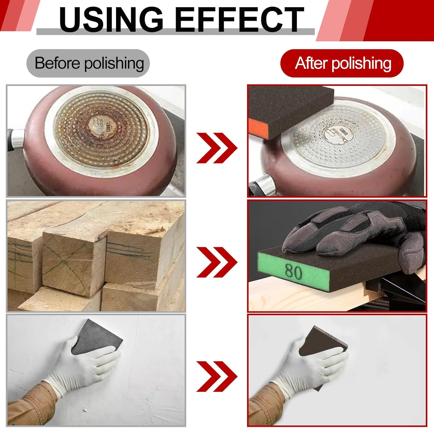 8 Pack Sanding Sponge Blocks, Assorted Grits for Wood, Metal & Drywall