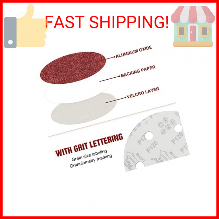 Awutzut 9 Inch 6 Hole Sanding Discs 40 Grit Hook and Loop for Drywall Sander 12P