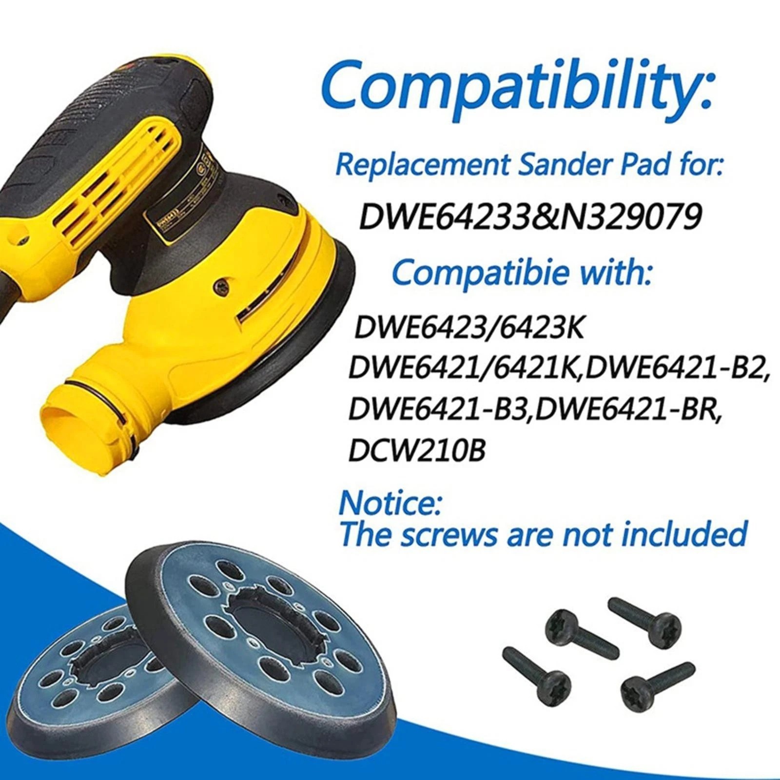 5″ 4-Screw Orbital Sander Pad Replacement Hook Loop For Dewalt DWE6421 N329079