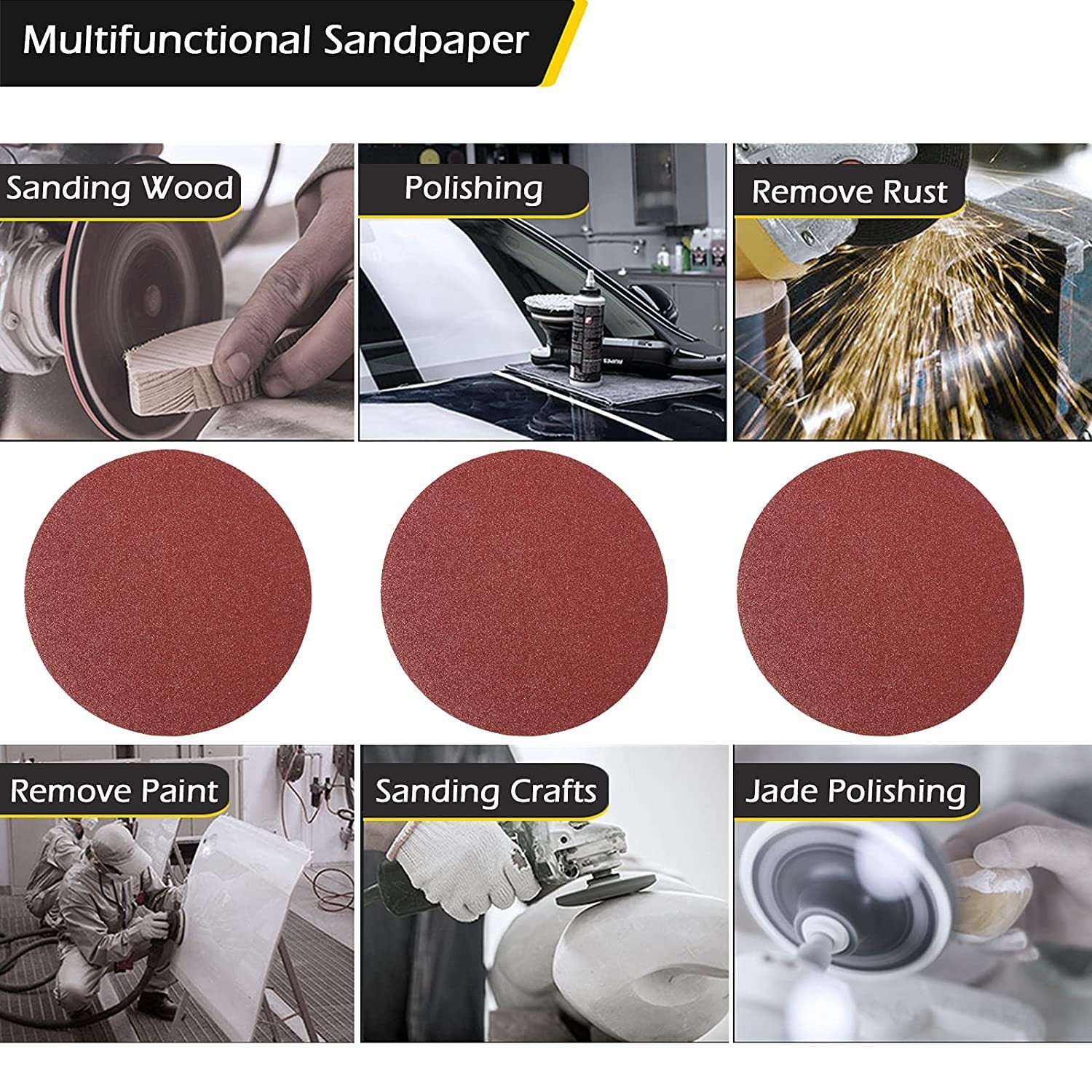 PSA Sanding Discs, 12-inch Self Stick Adhesive Back Sandpaper, 80 Grits No-Ho…