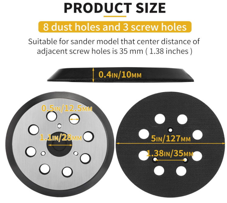 Sander Pad for Dewalt, 2 Pack 5″ 8 Hole Hook and Loop Orbital Sander Metal Pad