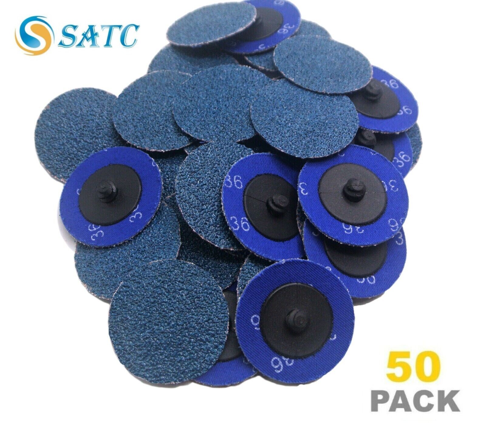 50PCS 2 inch Zirconia Roll Lock Quick Change Sanding Discs 36 Grit Die Grinder