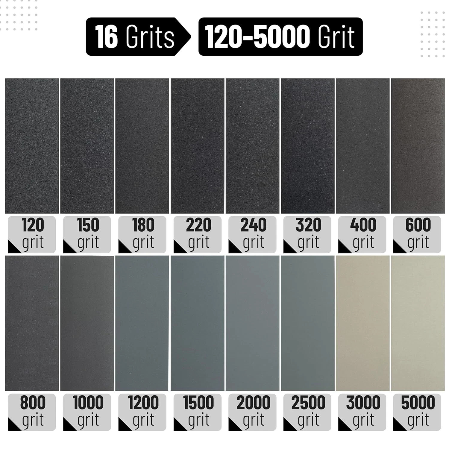 48pcs Sandpaper Sheets Assortment Sand Paper Wet Dry 120 to 5000 Grit Wood Metal