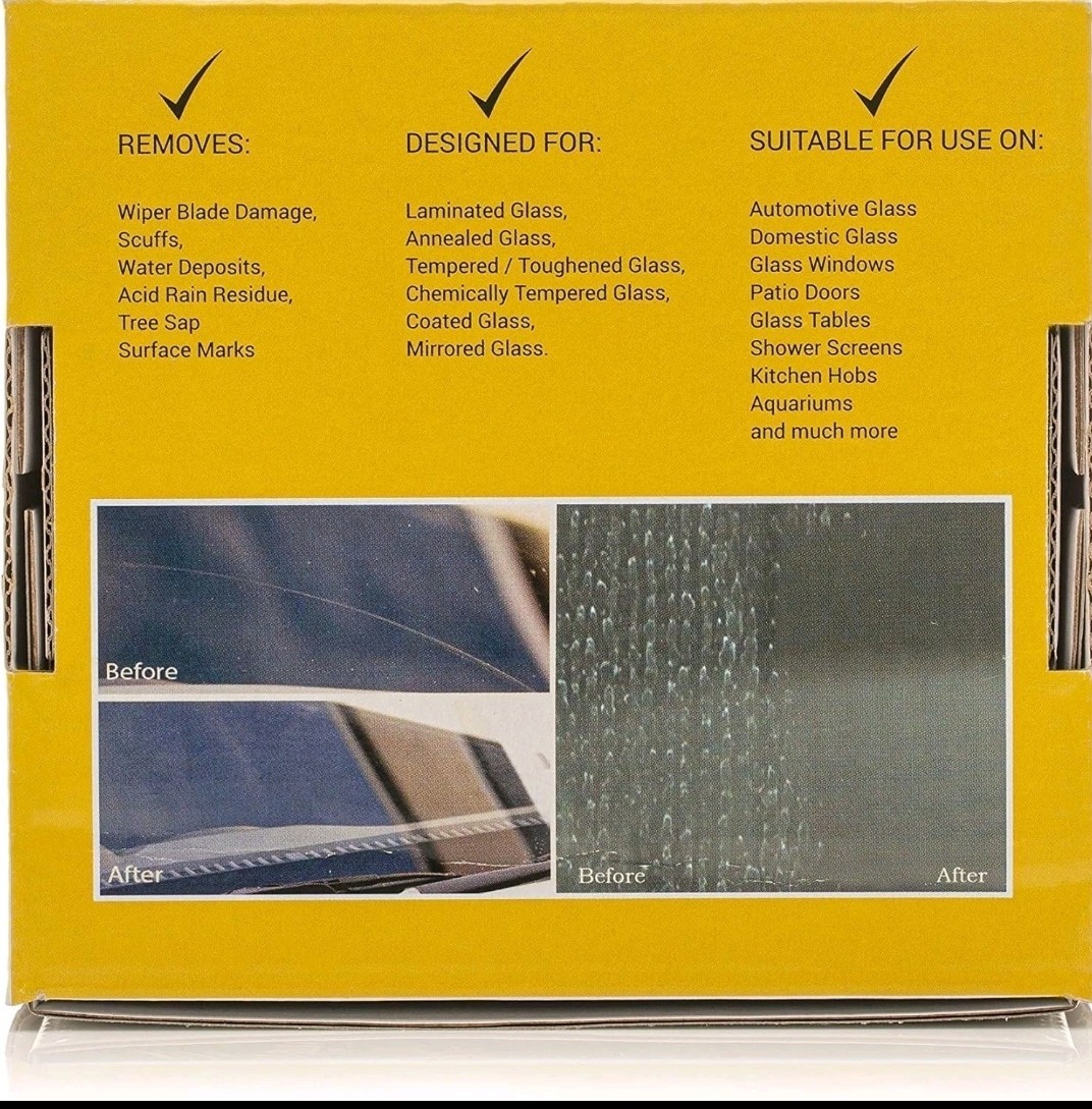 Glass Polish Windscreen Polishing Kit 1.7oz Compound, 3″ Pad, Drill Attachment