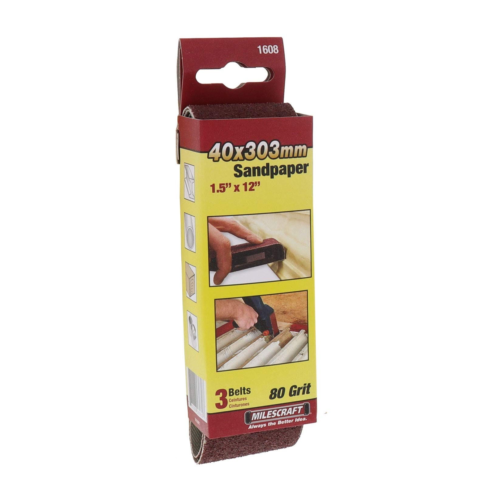 Milescraft 1610 1.5″ x 12″ Sanding Belts (150 Grit) – 3 Pk. for Sanddevil &…