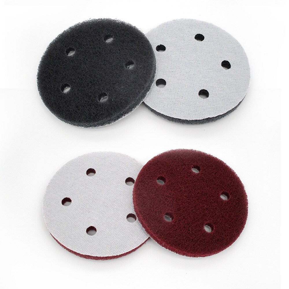 125mm 5 Hole/6 Hole Nylon Fibre Pads Hook & Loop Abrasive Cleaning Scouring Pad