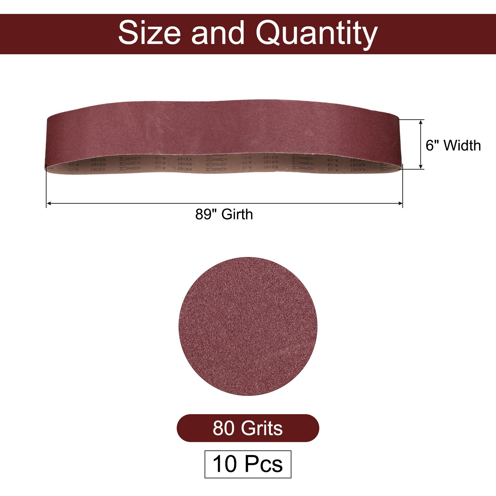 10pcs 6″ x 89″ 80 Grits Sanding Belts Aluminum Oxide Abrasive Sander