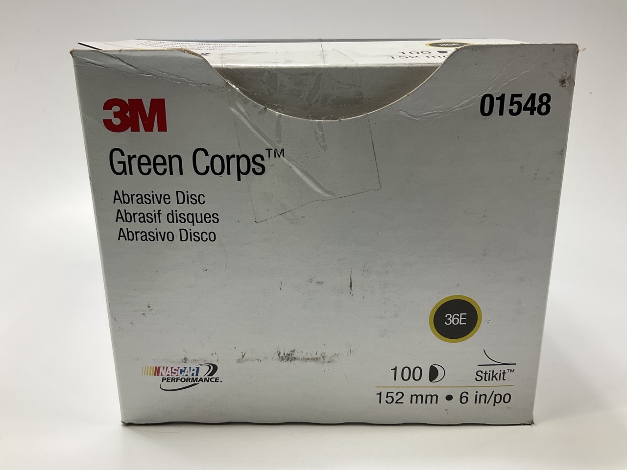 3M 01548 Green Corps Stikit Production Sanding Disc, 6 In, 36 Grit – Box Of 100