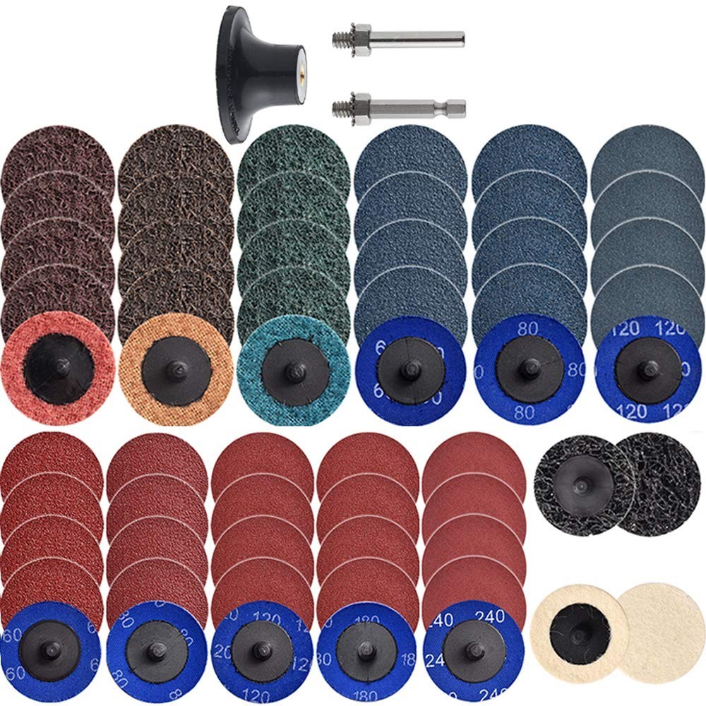 Sanding Discs Set of 60 for Angle Grinders, Includes 2-Inch Quick Change Holders