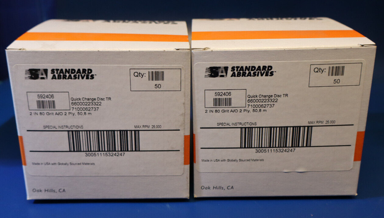 Standard Abrasives 592406 Quick Change Disc TR 2″ 80 Grit 2 Boxes of 50