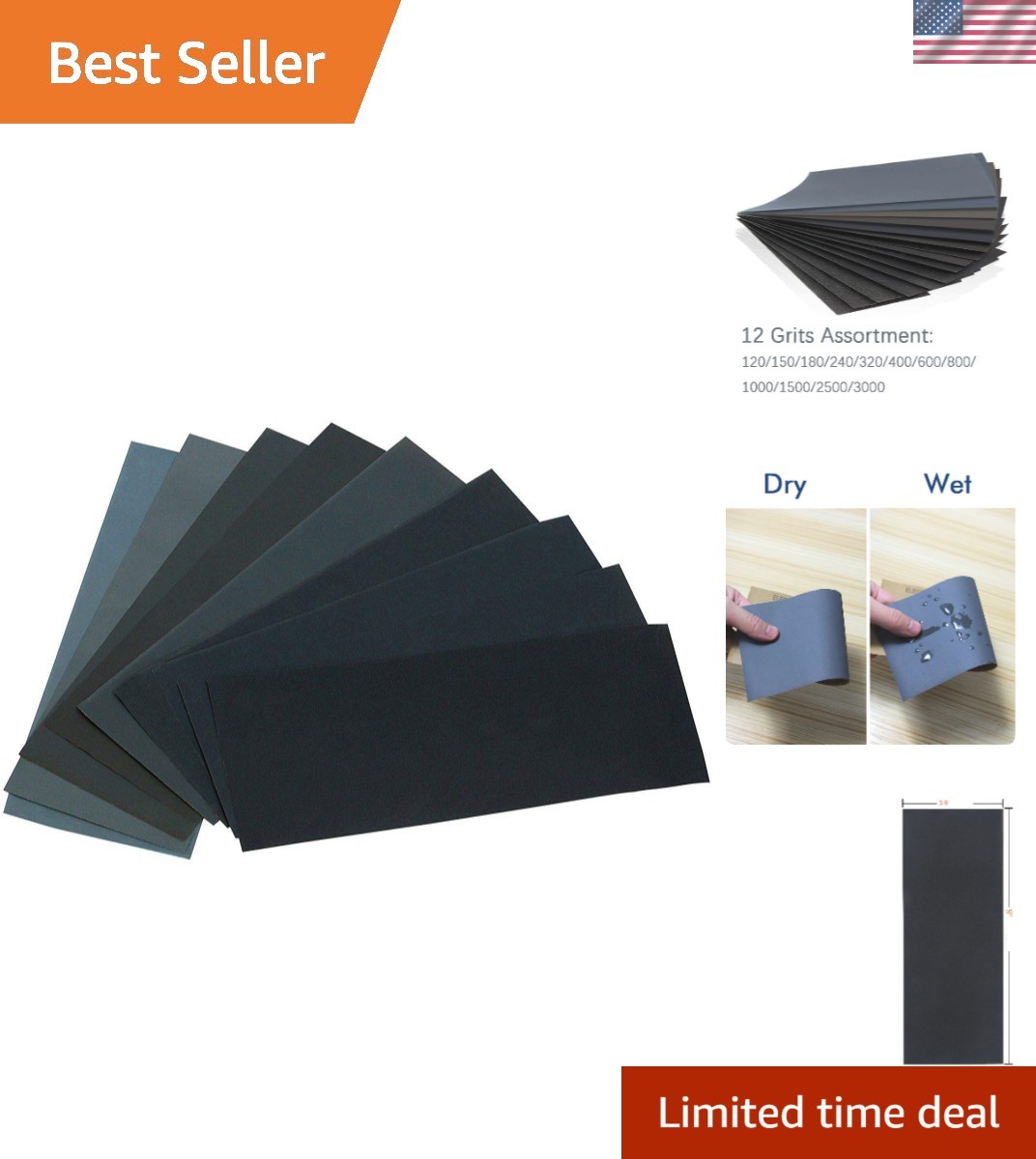 Versatile Water-Resistant Sandpaper Pack: 24PCS, 12 Grits for Precision Crafting