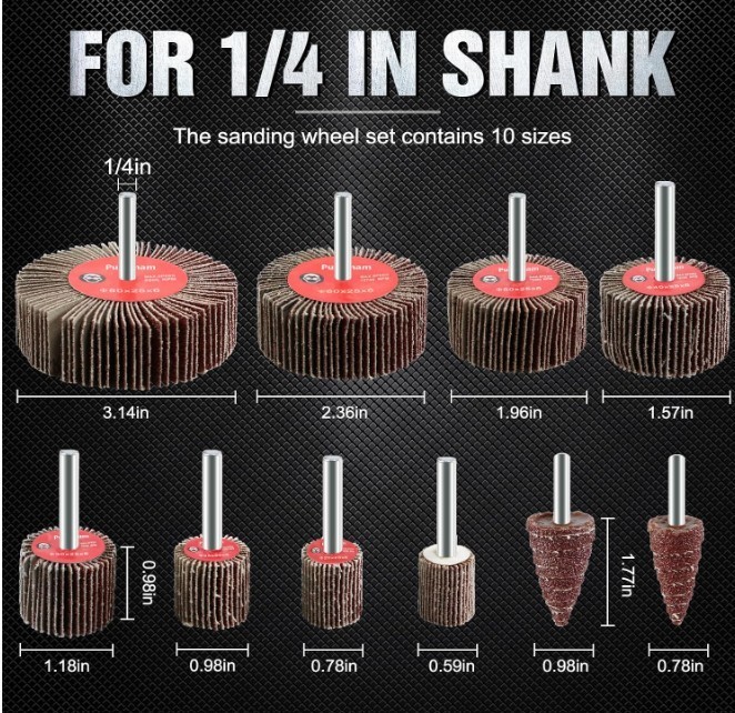 20 Pcs Flap Wheel Sander Set 80 Grit Sanding Wheel for Drill 1/4″ Shank for Meta